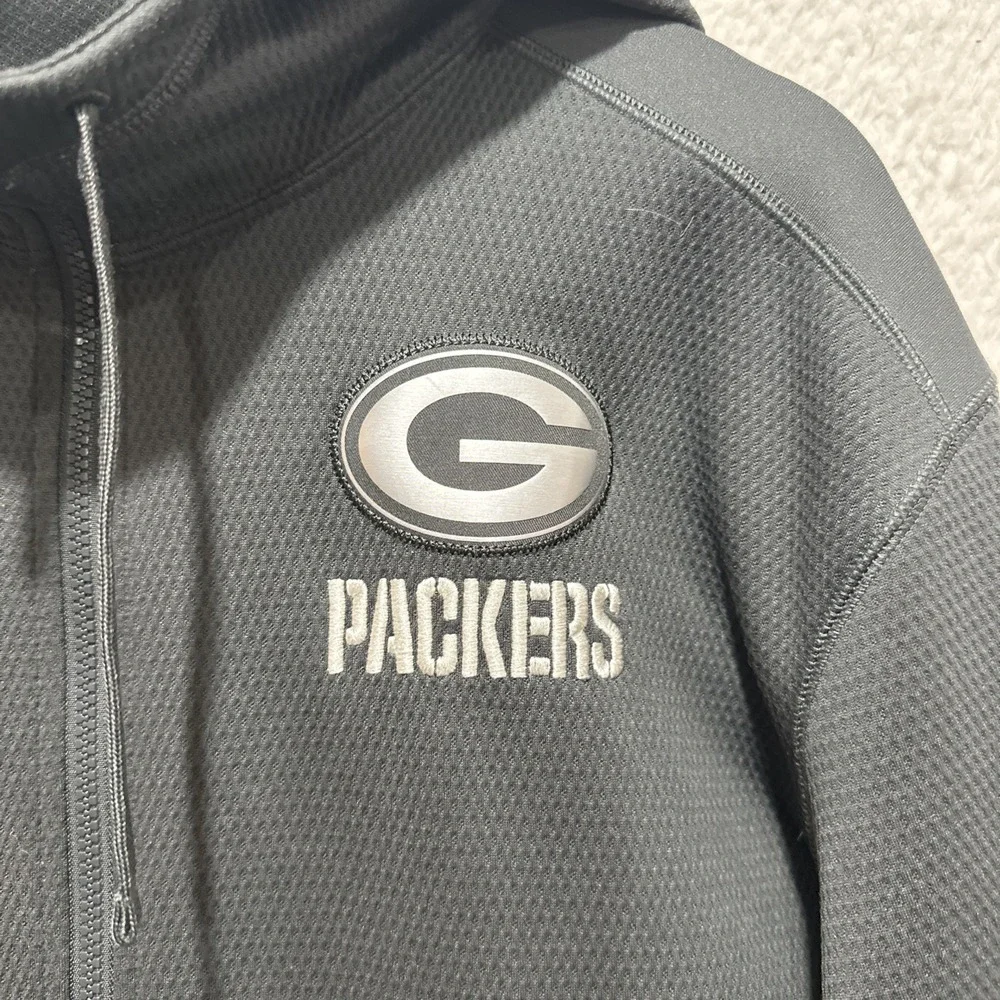 Nike NFL Green Bay Packers Jacket Size 2XL Full Zip‎ Gray Hoodie Therma Fit Logo